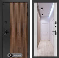 Входная дверь с терморазрывом Айслаб с зеркалом Максимум - Сандал белый для частного загородного дома и дачи 31441