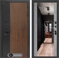 Входная дверь с терморазрывом Айслаб с зеркалом Максимум - Бетон светлый для частного загородного дома и дачи 31442