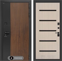 Входная дверь с терморазрывом Айслаб №01 - Беленый дуб, стекло черное для частного загородного дома и дачи 31465