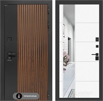 Входная дверь с терморазрывом Айслаб с зеркалом 19 - Белый софт для частного загородного дома и дачи 31471