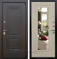 Входная металлическая дверь АСД Викинг с зеркалом (Венге / Белёный дуб)