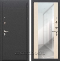 Входная металлическая дверь Лекс Колизей Стиль с зеркалом (Антик темное Серебро / Дуб беленый, панель №45)