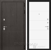 Входная металлическая дверь Лабиринт Урбан 13 (Дуб горький шоколад / Белый софт)