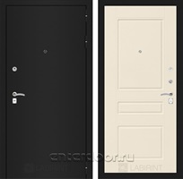 Входная металлическая дверь Лабиринт Классик 3 (Шагрень черная / Крем софт)