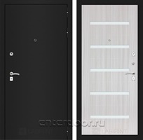 Входная металлическая дверь Лабиринт Классик 1 (Шагрень черная / Сандал белый)