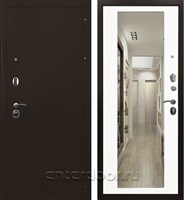 Входная металлическая дверь Троя 3К с Зеркалом Белый матовый
