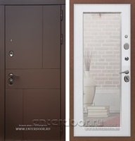 Входная дверь Армада Урбан с Зеркалом Пастораль (Ясень шоколадный / Белый ясень)