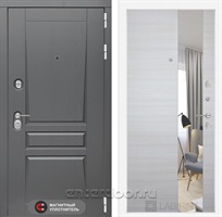 Входная металлическая дверь Лабиринт Платинум Зеркало (Альберо Грей / Акация светлая)