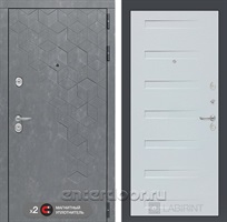 Входная металлическая дверь Лабиринт Бетон 14 (Бетон песочный / Дуб кантри белый)