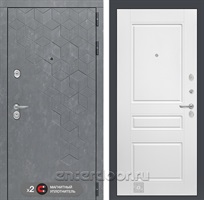 Входная металлическая дверь Лабиринт Бетон 3 (Бетон песочный / Белый софт)