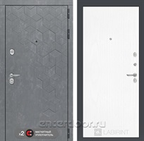 Входная металлическая дверь Лабиринт Бетон 7 (Бетон песочный / Белое дерево)