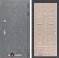 Входная металлическая дверь Лабиринт Бетон 4 (Бетон песочный / Дуб белёный)