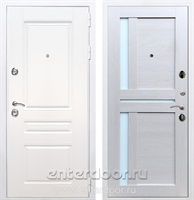 Входная металлическая дверь Армада Премиум Н СБ-18 (Белый / Лиственница беж) стекло матовое