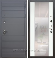 Входная дверь Армада Италия с зеркалом СБ-16 (Графит софт / Ясень белый)