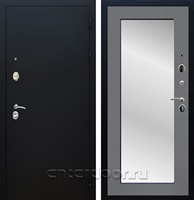 Входная металлическая дверь Армада 5А с Зеркалом Пастораль (Чёрный муар / Графит софт)