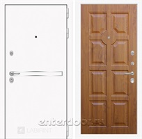 Входная металлическая дверь Лабиринт Line White 17 (Шагрень белая / Золотой дуб)