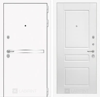 Входная металлическая дверь Лабиринт Line White 3 (Шагрень белая / Белый софт)