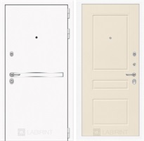 Входная металлическая дверь Лабиринт Line White 3 (Шагрень белая / Крем софт)