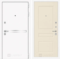 Входная металлическая дверь Лабиринт Line White 3 (Шагрень белая / Крем софт)