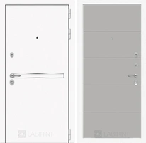 Входная металлическая дверь Лабиринт Line White 13 (Шагрень белая / Грей софт)