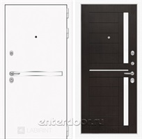 Входная металлическая дверь Лабиринт Line White 2 (Шагрень белая / Венге)