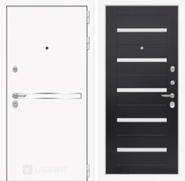 Входная металлическая дверь Лабиринт Line White 1 (Шагрень белая / Венге)