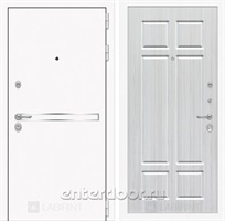 Входная металлическая дверь Лабиринт Line White 8 (Шагрень белая / Кристалл вуд)