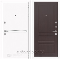 Входная металлическая дверь Лабиринт Line White 3 (Шагрень белая / Орех премиум)
