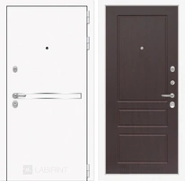 Входная металлическая дверь Лабиринт Line White 3 (Шагрень белая / Орех премиум)