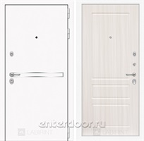 Входная металлическая дверь Лабиринт Line White 3 (Шагрень белая / Сандал белый)