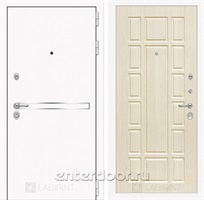 Входная металлическая дверь Лабиринт Line White 12 (Шагрень белая / Дуб беленый)