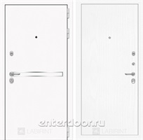 Входная металлическая дверь Лабиринт Line White 7 (Шагрень белая / Белое дерево)