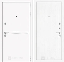 Входная металлическая дверь Лабиринт Line White 7 (Шагрень белая / Белое дерево)