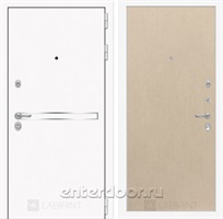 Входная металлическая дверь Лабиринт Line White 5 (Шагрень белая / Венге светлый)