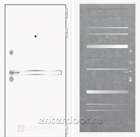 Входная металлическая дверь Лабиринт Line White 20 (Шагрень белая / Бетон светлый)