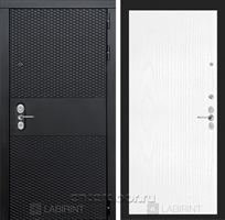 Входная металлическая дверь Лабиринт Black 7 (Чёрный кварц / Белое дерево)