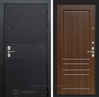 Входная металлическая дверь Лабиринт Black 3 (Чёрный кварц / Орех бренди)