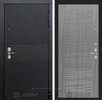 Входная металлическая дверь Лабиринт Black 6 (Чёрный кварц / Сандал серый)