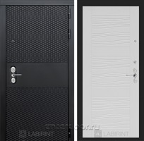 Входная металлическая дверь Лабиринт Black 6 (Чёрный кварц / Белое дерево)