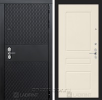 Входная металлическая дверь Лабиринт Black 3 (Чёрный кварц / Крем софт)