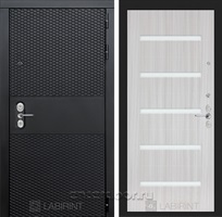 Входная металлическая дверь Лабиринт Black 1 (Чёрный кварц / Сандал белый)