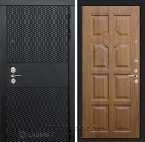 Входная металлическая дверь Лабиринт Black 17 (Чёрный кварц / Золотой дуб)