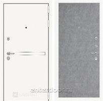 Входная металлическая дверь Лабиринт Line White 21 (Шагрень белая / Бетон светлый)