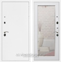 Входная дверь Триумф 3К с зеркалом Оптима (Белая шагрень / Ясень белый)