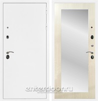 Входная дверь Триумф 3К с зеркалом Оптима (Белая шагрень / Лиственница беж)
