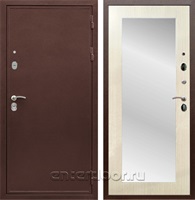 Входная металлическая дверь Сенатор Практик 3К Зеркало Оптима (Медный антик / Лиственница беж)