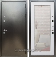 Входная металлическая дверь Сенатор Практик 3К Зеркало Оптима (Антик серебро / Белый ясень)