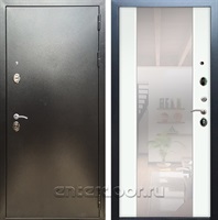 Входная металлическая дверь Сенатор Практик 3К Зеркало Максимум (Антик серебро / Ясень белый)