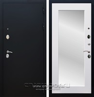 Входная металлическая дверь Армада 5А с Зеркалом Пастораль (Чёрный муар / Белый матовый)