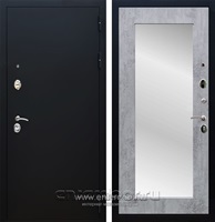 Входная дверь Армада Престиж с зеркалом Пастораль (Чёрный муар / Бетон тёмный)